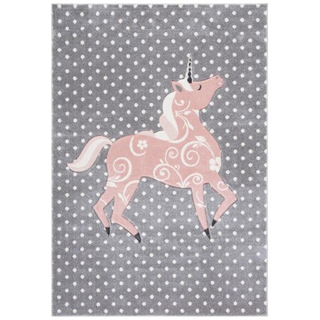Flowers First 2 x 3 ft. Carousel Kids & Youth Rectangle Rug, Grey, Ivory & Pink FL2115182